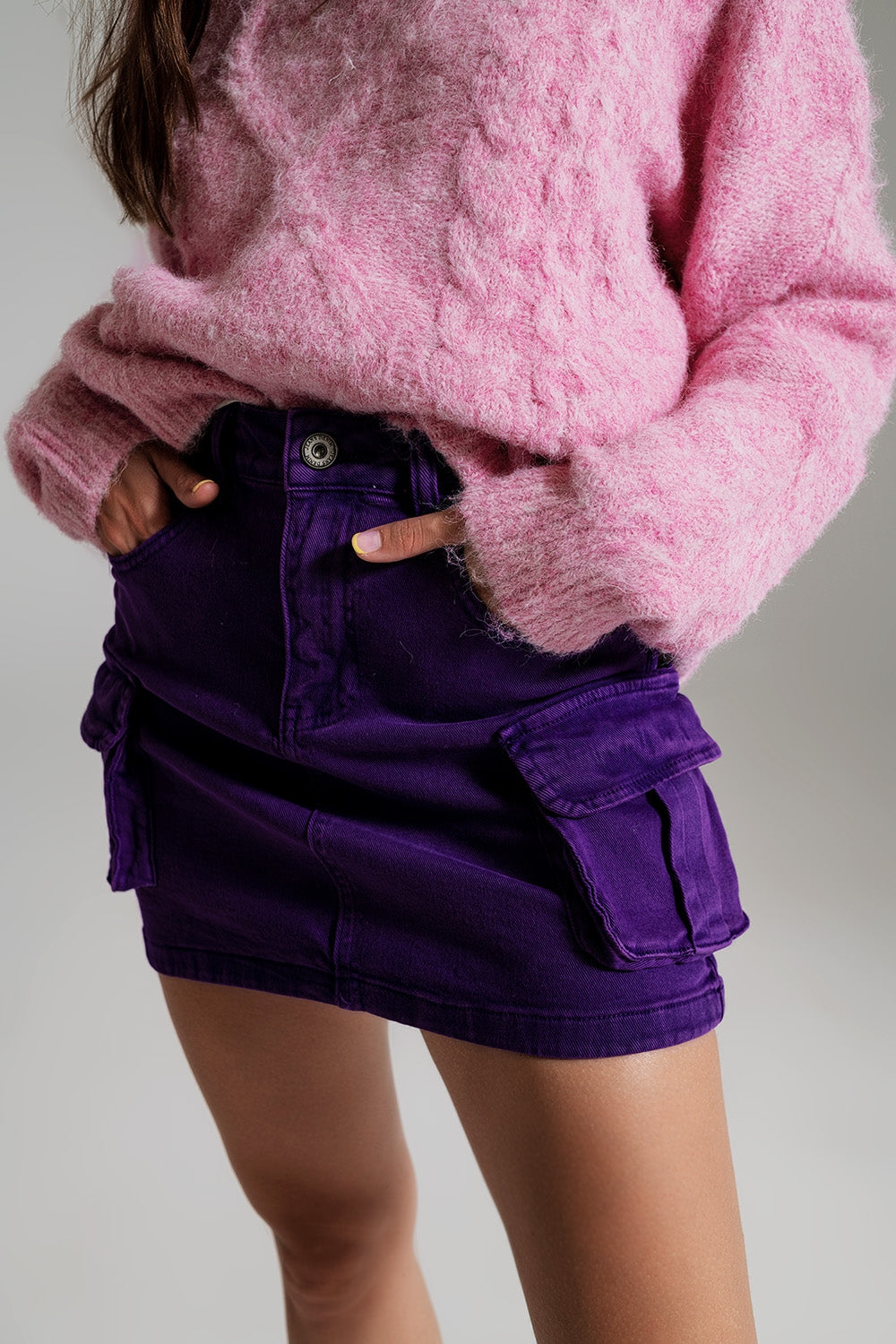 Cargo Mini Skirt in Purple - Skirts