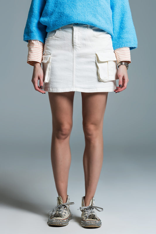Cargo mini skirt in white - Skirts
