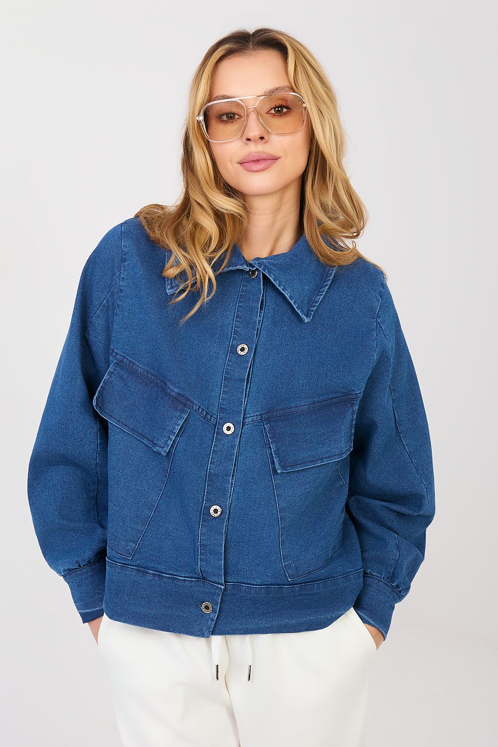 Casual Blue Jean Jacket for Trendy Style blue one-size-fits-all - Coats and Jackets