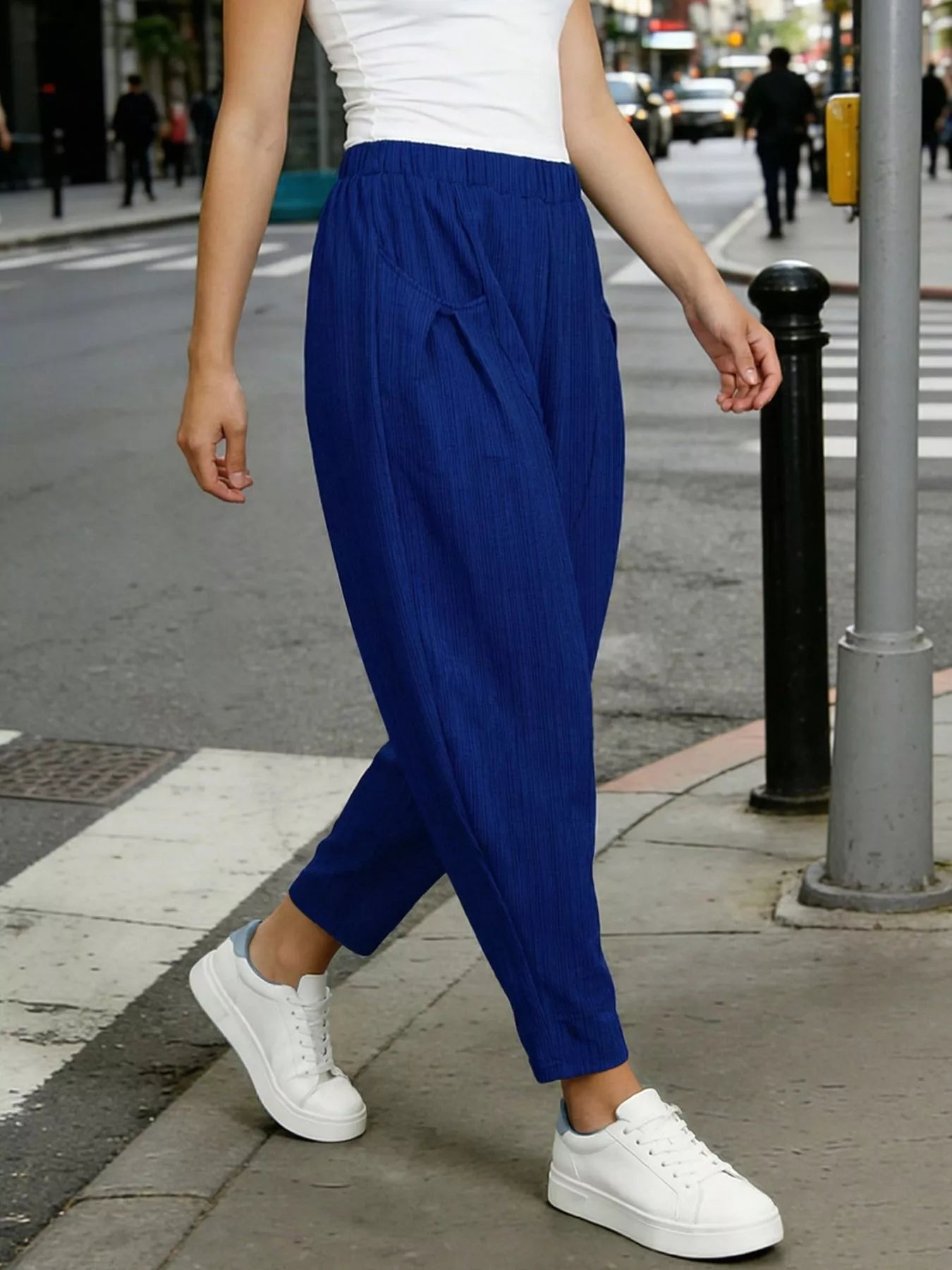 Plus Size Casual Elastic Waist Harem Pants - Pants
