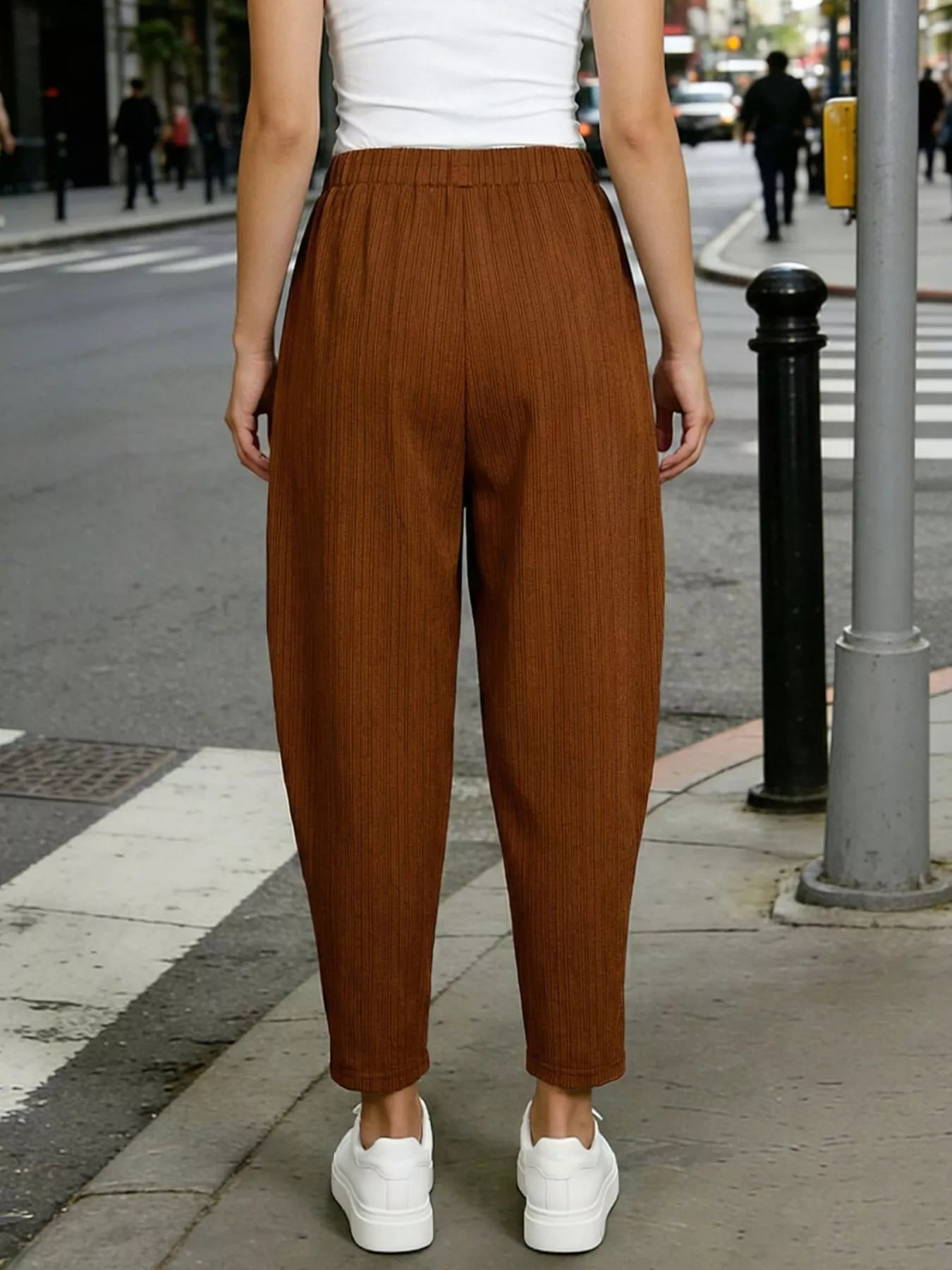 Plus Size Casual Elastic Waist Harem Pants - Pants