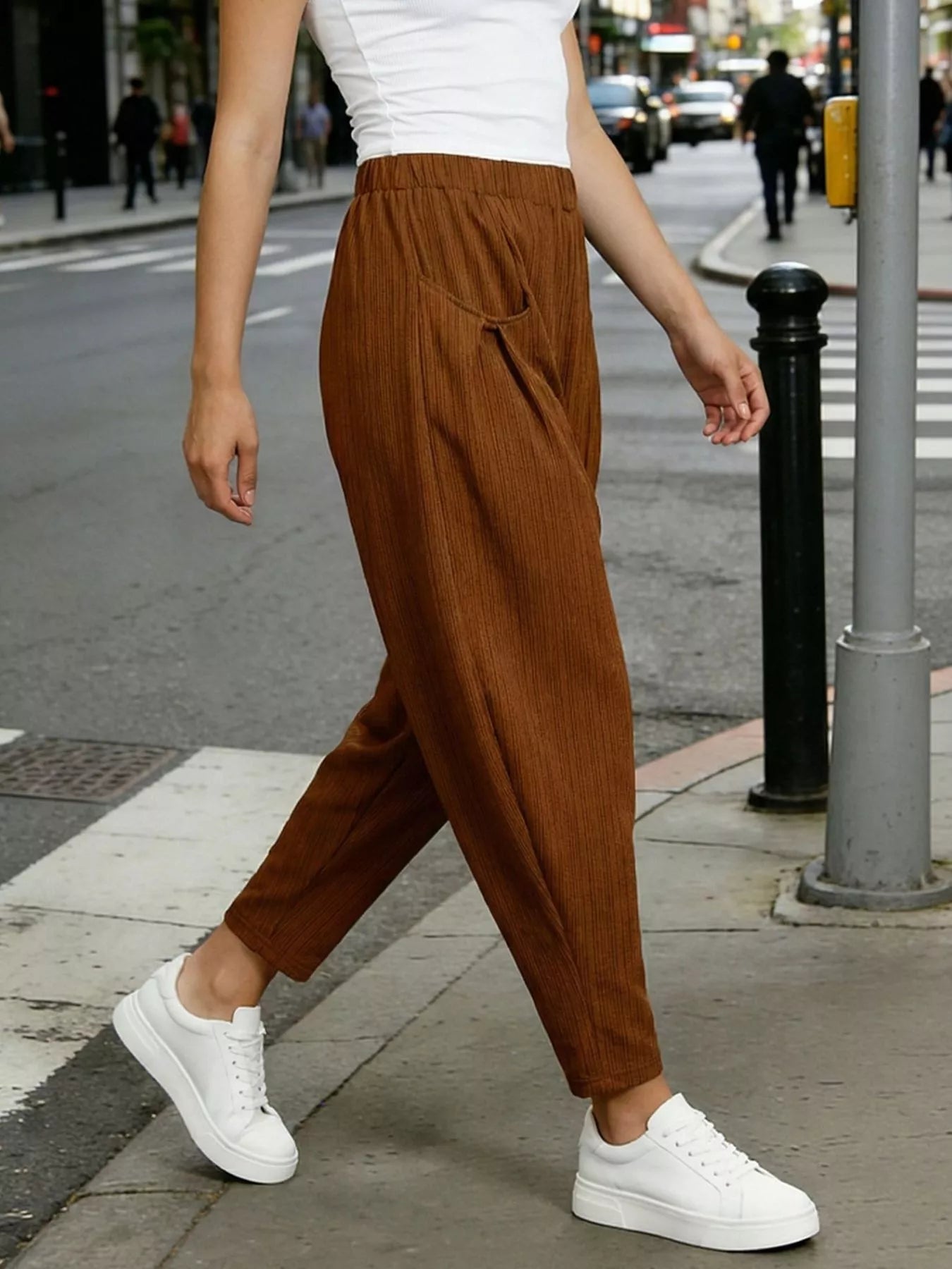 Plus Size Casual Elastic Waist Harem Pants - Pants
