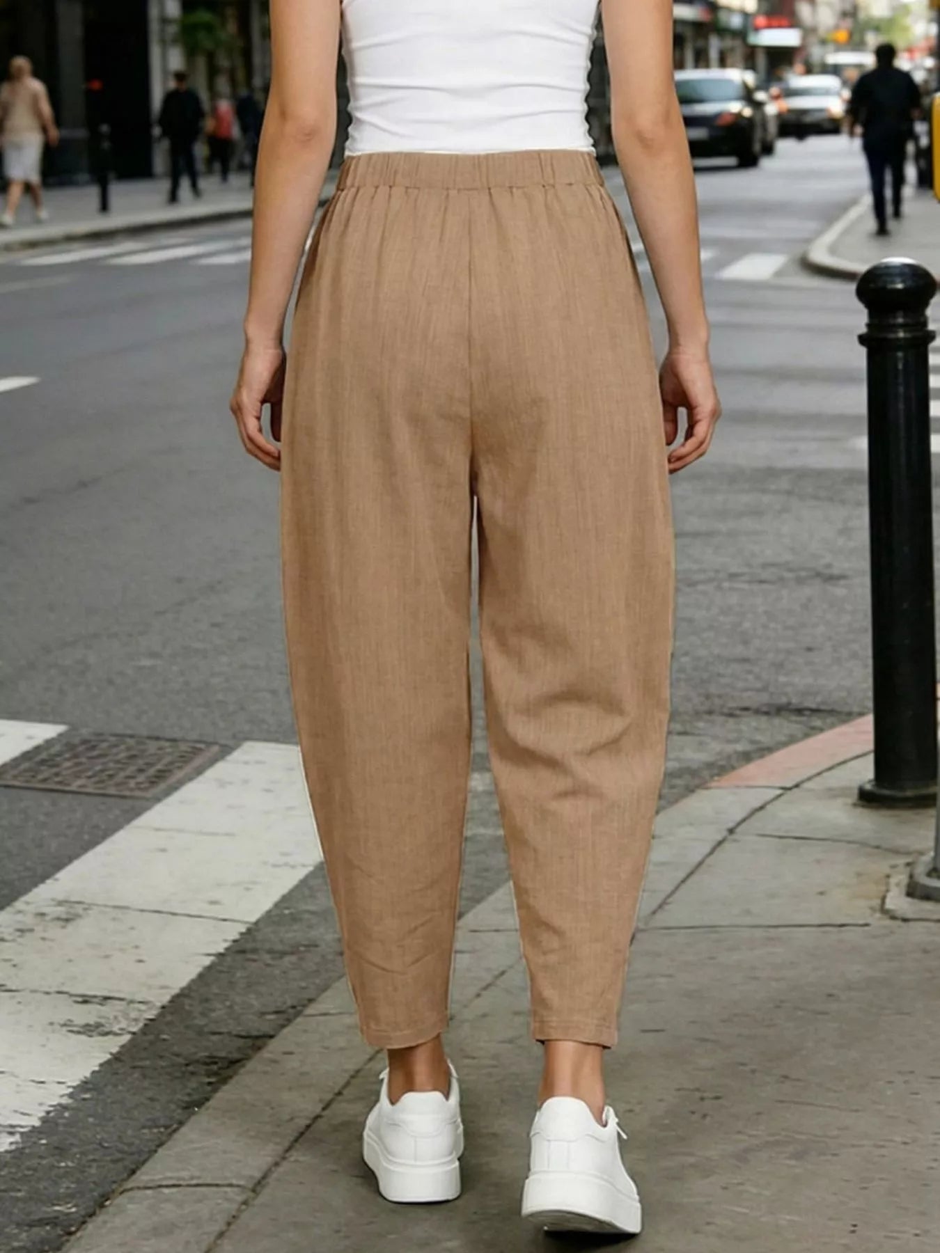 Plus Size Casual Elastic Waist Harem Pants - Pants