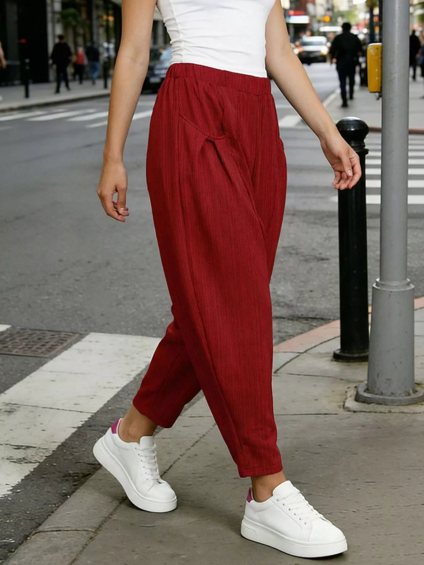 Plus Size Casual Elastic Waist Harem Pants - Pants