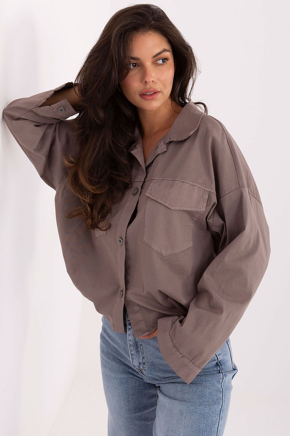 Rue Paris Casual Oversized Long Sleeve Shirt -