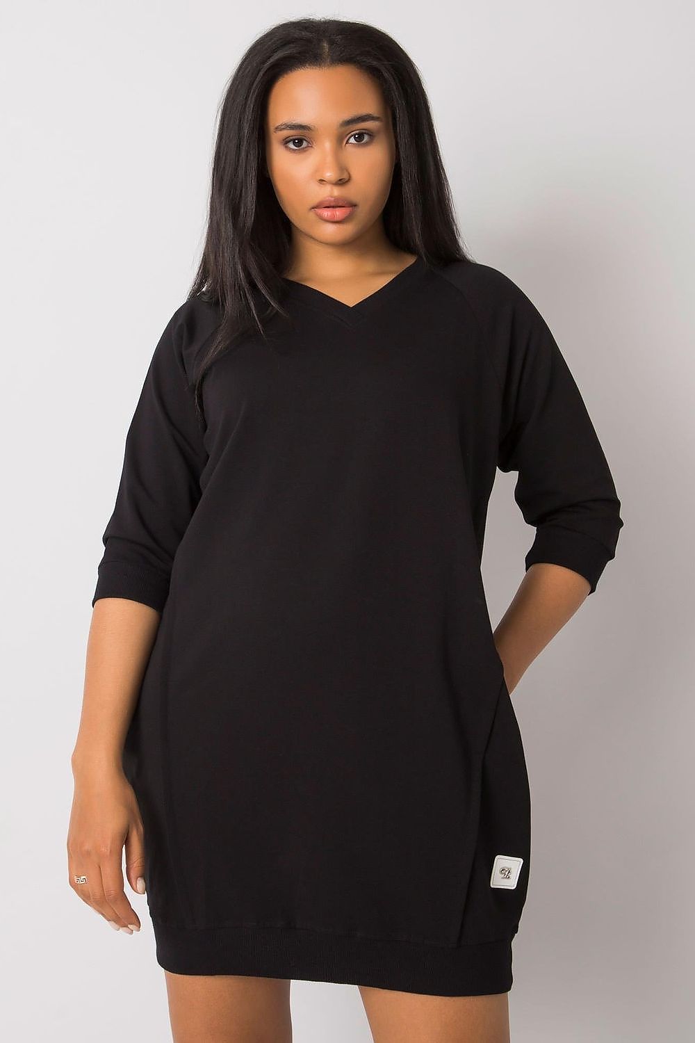 Relevance Casual Plus Size Dress with Pockets black one-size-fits-all -