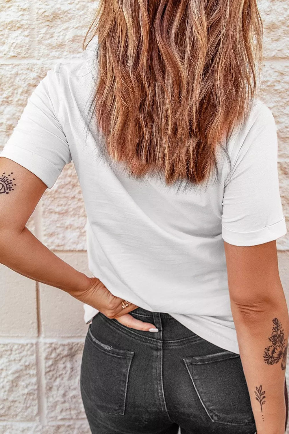 Trendsi casual t-shirt plus size in white, featuring a relaxed fit and short sleeves