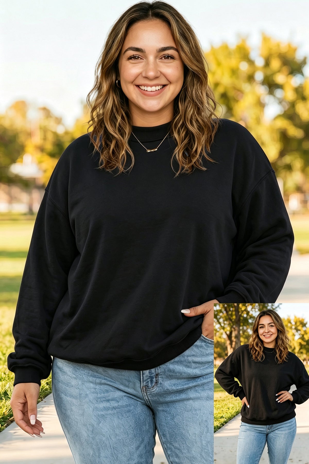 Exposed Seam Detail Reversible Double Wear Plus Size Sweatshirt - Plus Size/Plus Size Sweatshirts & Hoodies