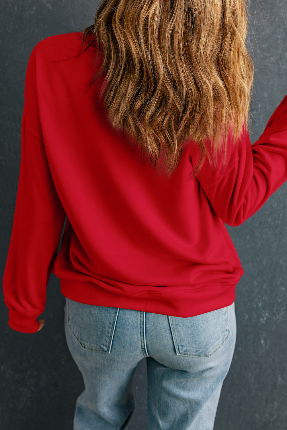 Apricot Solid Crew Neck Drop Shoulder Plus Size Sweatshirt - Plus Size/Plus Size Sweatshirts & Hoodies
