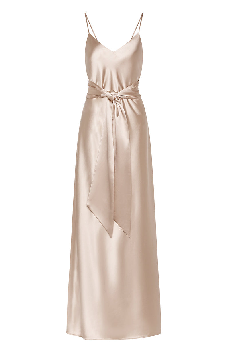 Brooklyn Dress in Champagne Satin - Dress