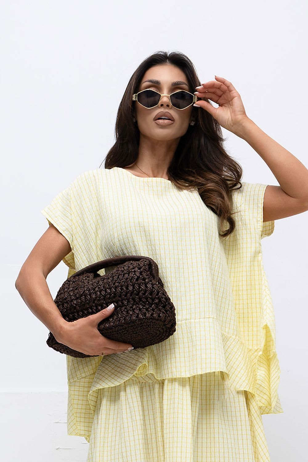 Casual Style Women's Checkered Blouse - Blouse
