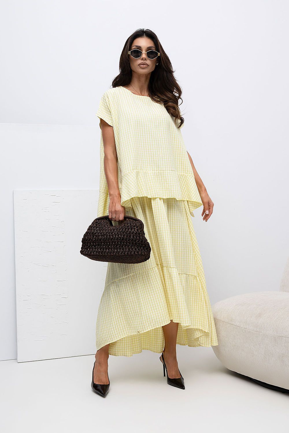 Casual Style Women's Checkered Blouse - Blouse