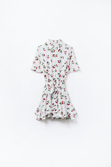 Cherry Print Short Shirt Dress
