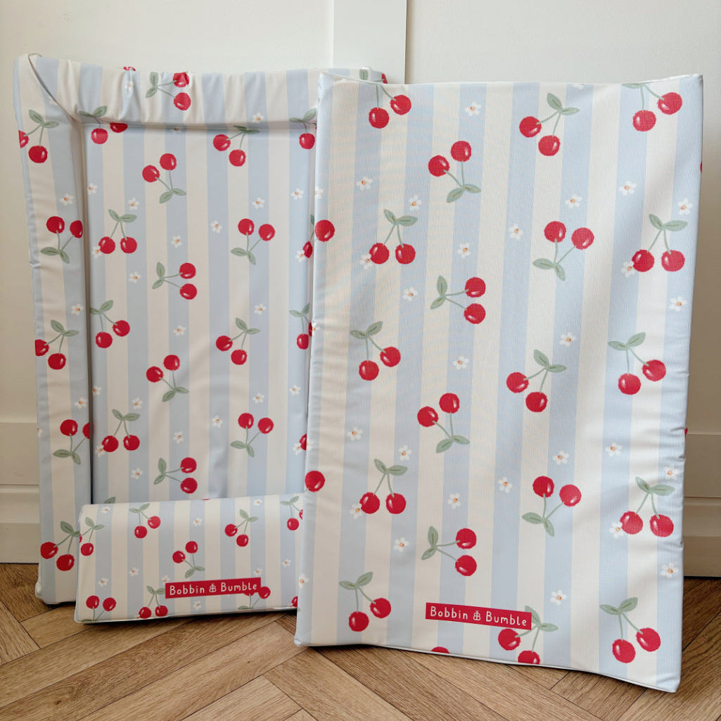 Travel Changing Mat - Cherry Stripe - Changing Mats