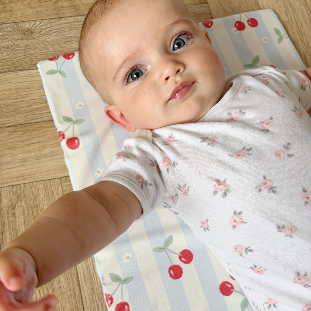 Travel Changing Mat - Cherry Stripe - Changing Mats