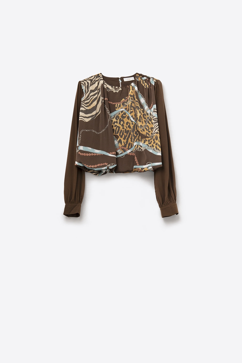 Chic brown Cropped Top with Abstract Print - Tops