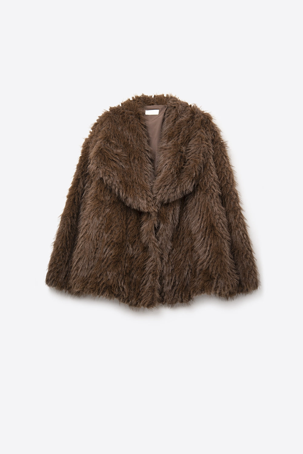 Chic brown Faux Fur Jacket with a wide neck - Coats and Jackets