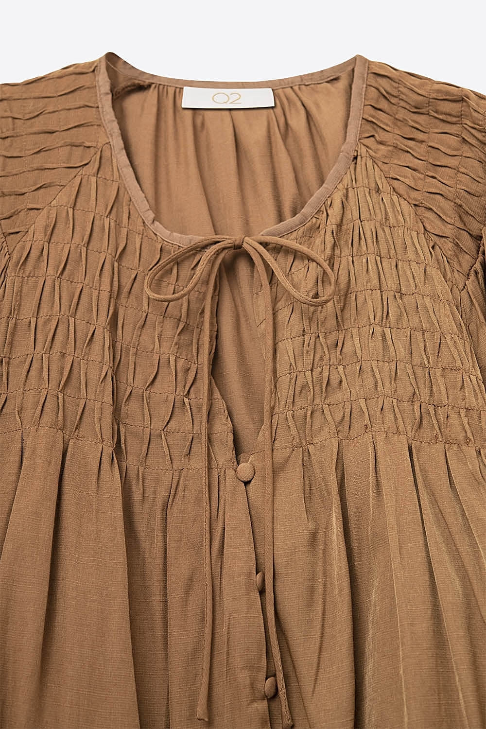 Chic Brown Satin Shirt with Lace - Tops