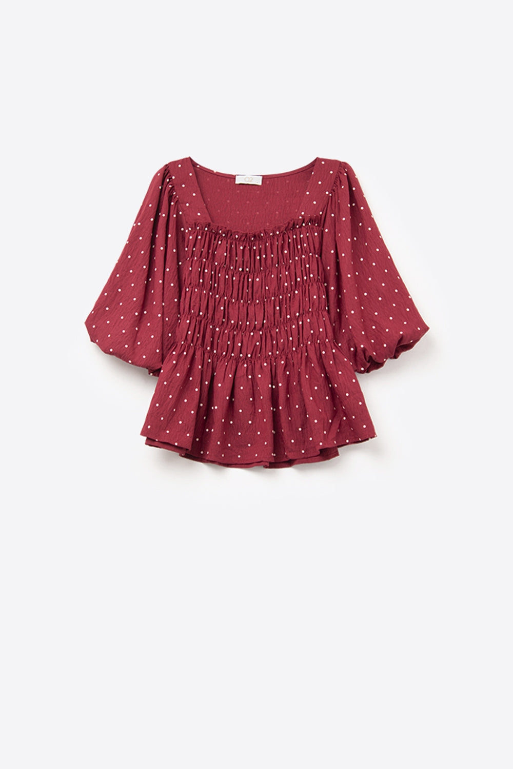 Chic Red Polka-Dot Cropped Top fitted at the waist - Tops