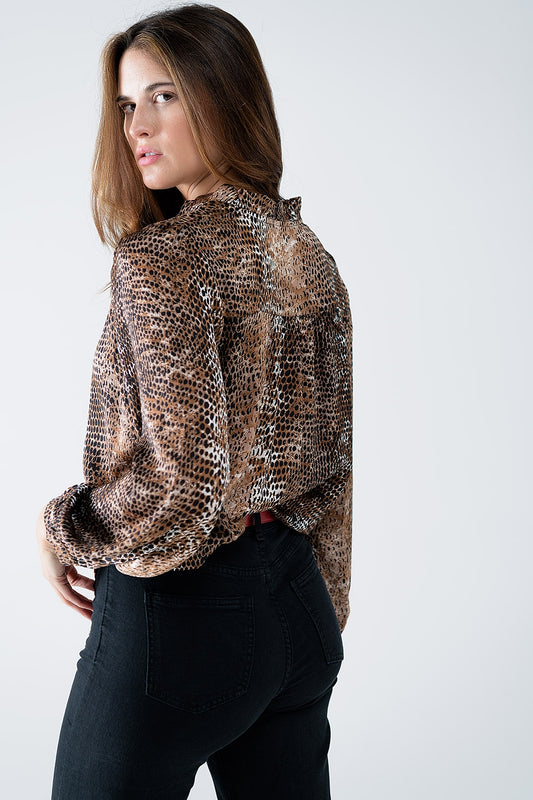 chiffon blouse in brown leopard print - Blouses