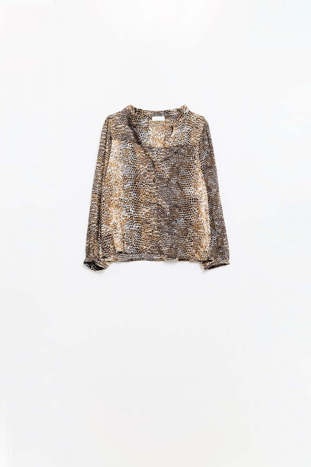 chiffon blouse in brown leopard print - Blouses