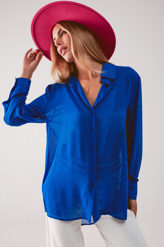 Chiffon shirt in blue - Shirts