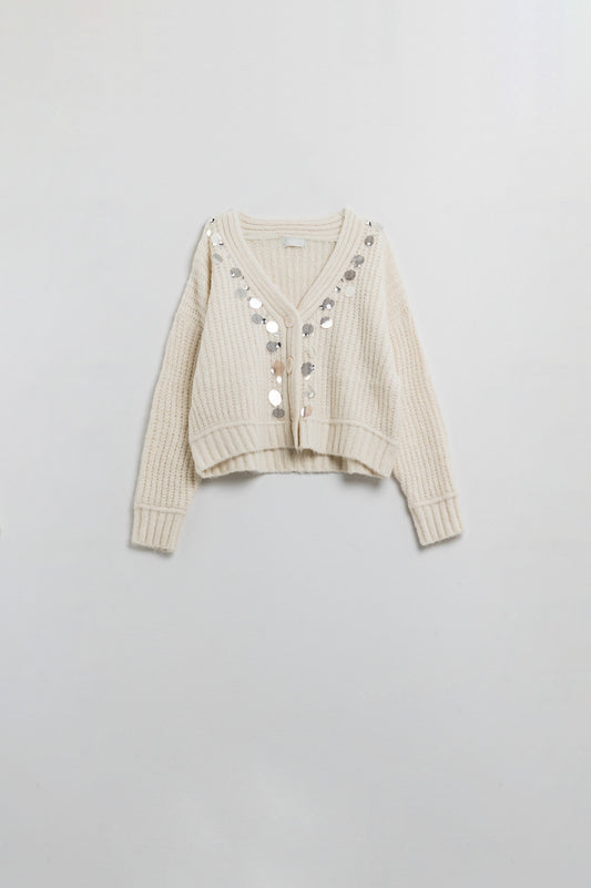 Chunky knit cardigan with sequin detail - Cardigans