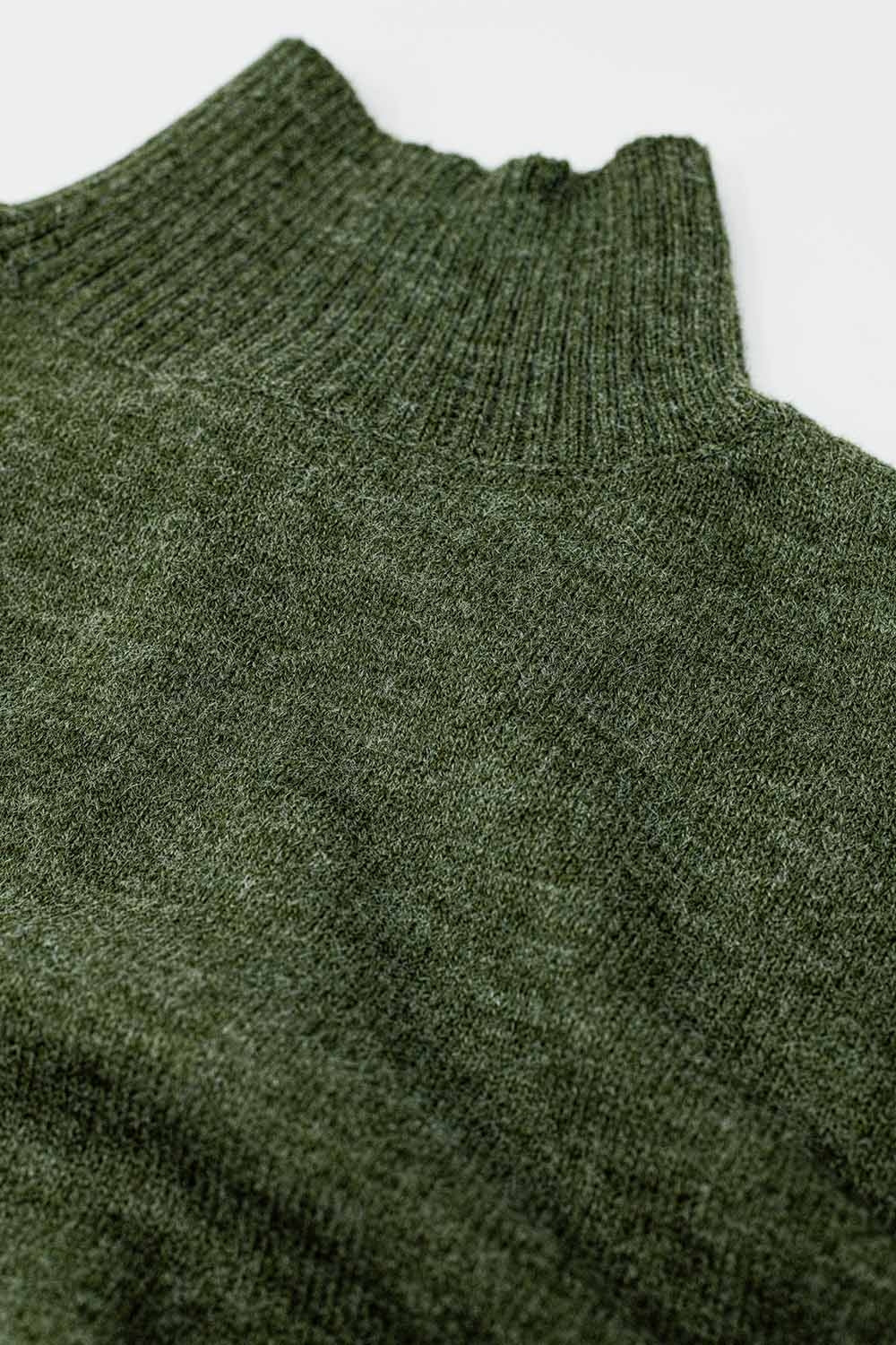 chunky knit sweater in green with turtleneck - Jumpers