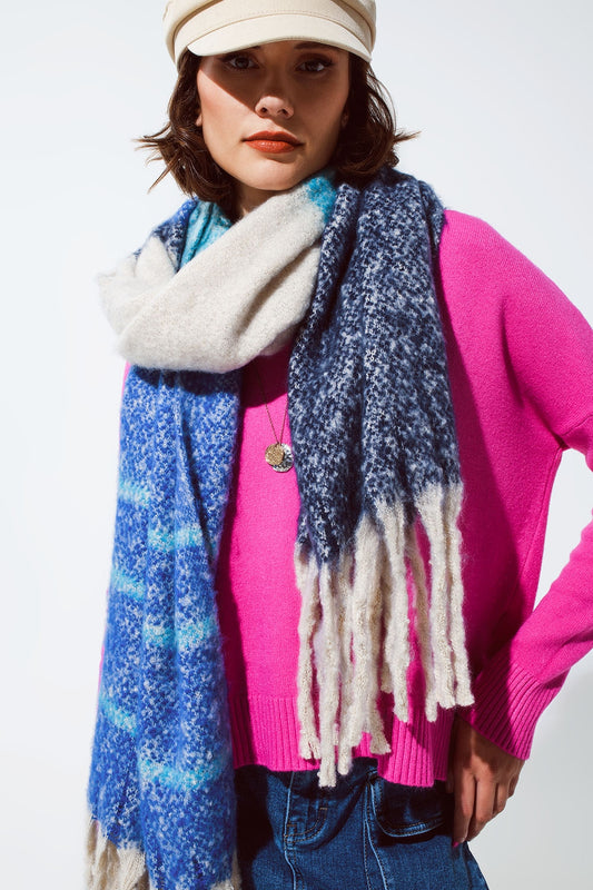 Chunky scarf with stripes in blue - Scarves