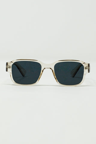 Chunky Square Sunglasses With Transparent Smoky Frame