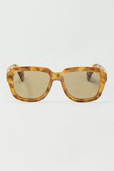 Chunky Square Sunglasses With Yellow Tinted Frame In Light Tortoise Shell
