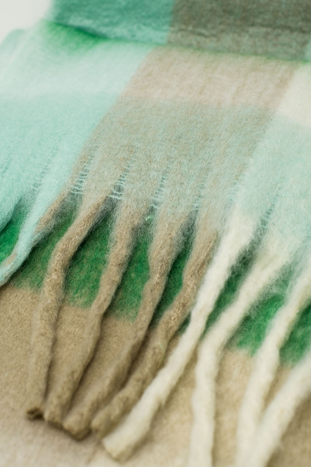 Chunky Stripy Scarf In Green and Gray - Scarves