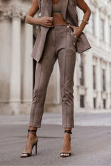 High Waisted Cigarette pants KIARA Fango