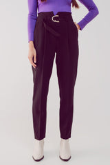 cigarette pants with paper-bag waist in black