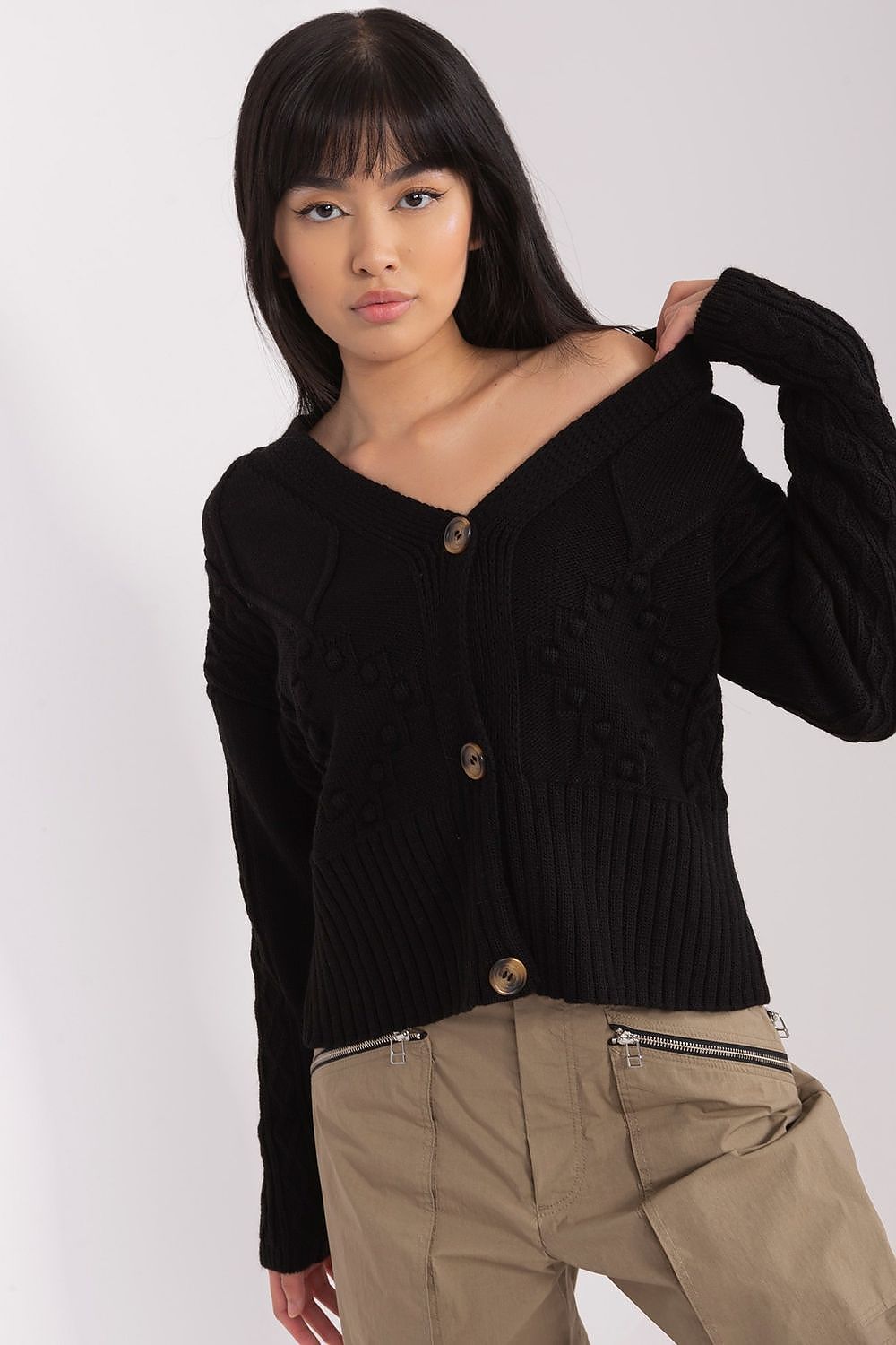 Classic Button Up Cardigan for Trendy Style black one-size-fits-all -