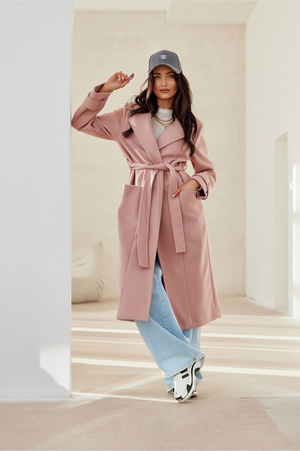 Classic Collar Coat with Side Pockets pink - Coats and Jackets