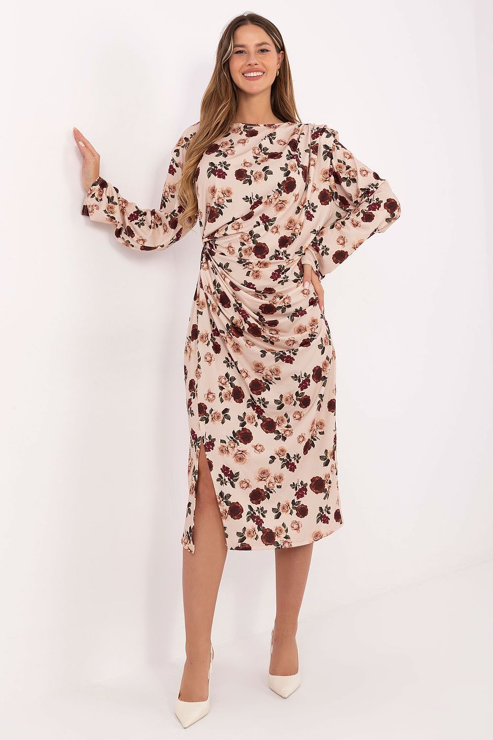 Robe midi classique à fleurs pour femmes