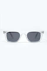 Clear Square Sunglasses with Black Gradient Lenses and metal side detail