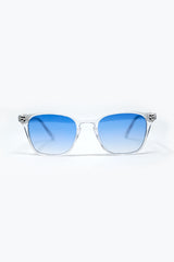 Clear Square Sunglasses with Light Blue Gradient Lenses