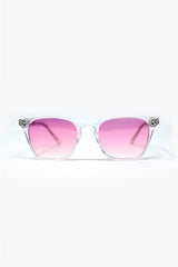 Clear Sunglasses with Pink Gradient Lenses