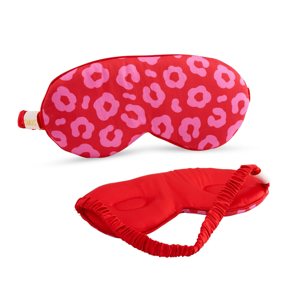 Masque de sommeil en satin rembourré Cloud - Imprimé léopard rouge