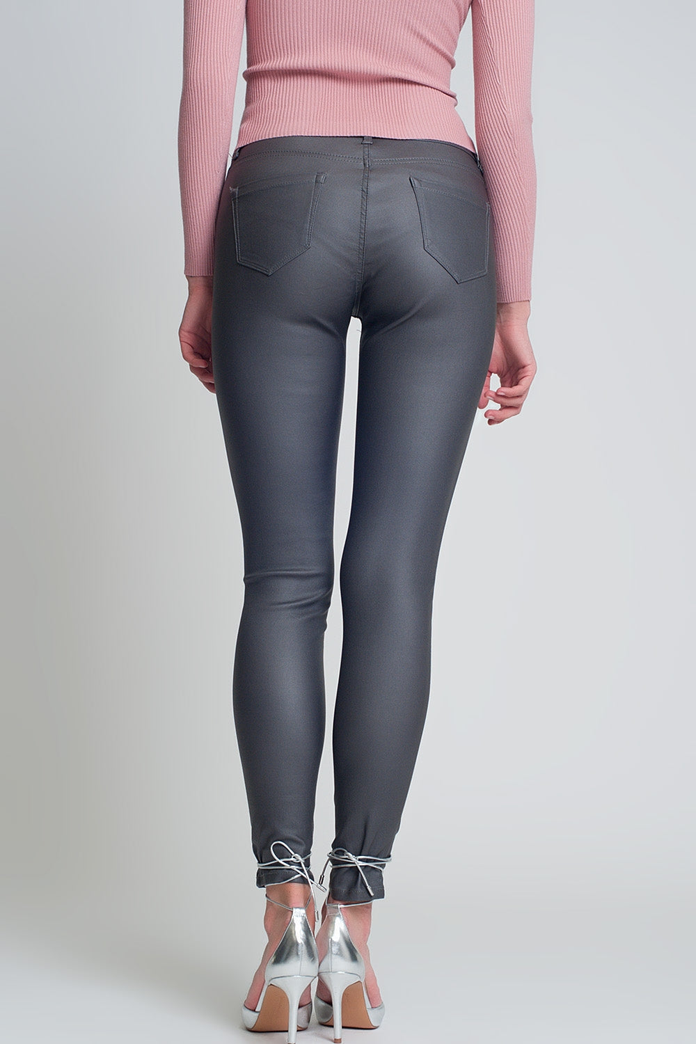 Coated pants in gray - Trousers
