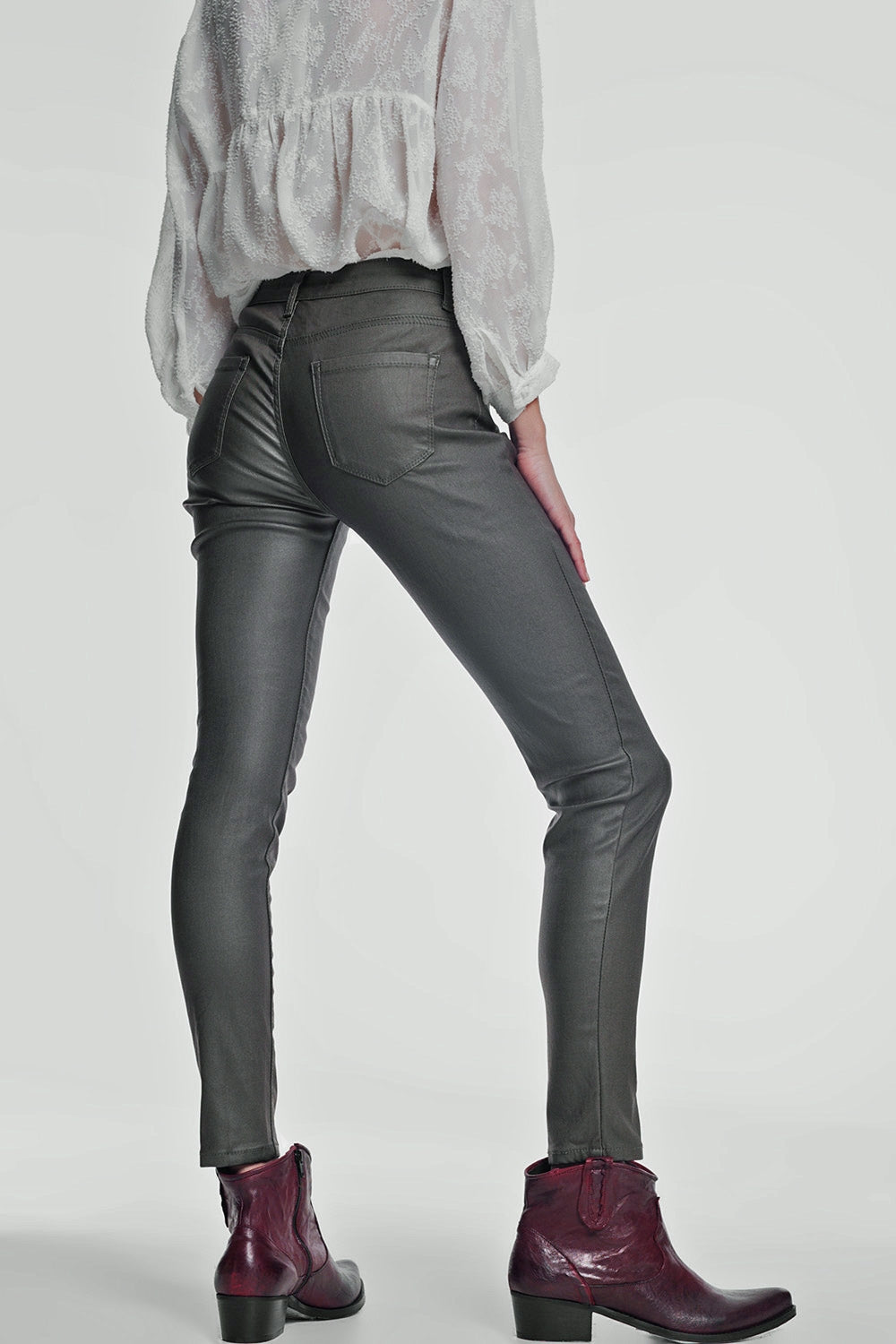 coated pants in khaki - Trousers