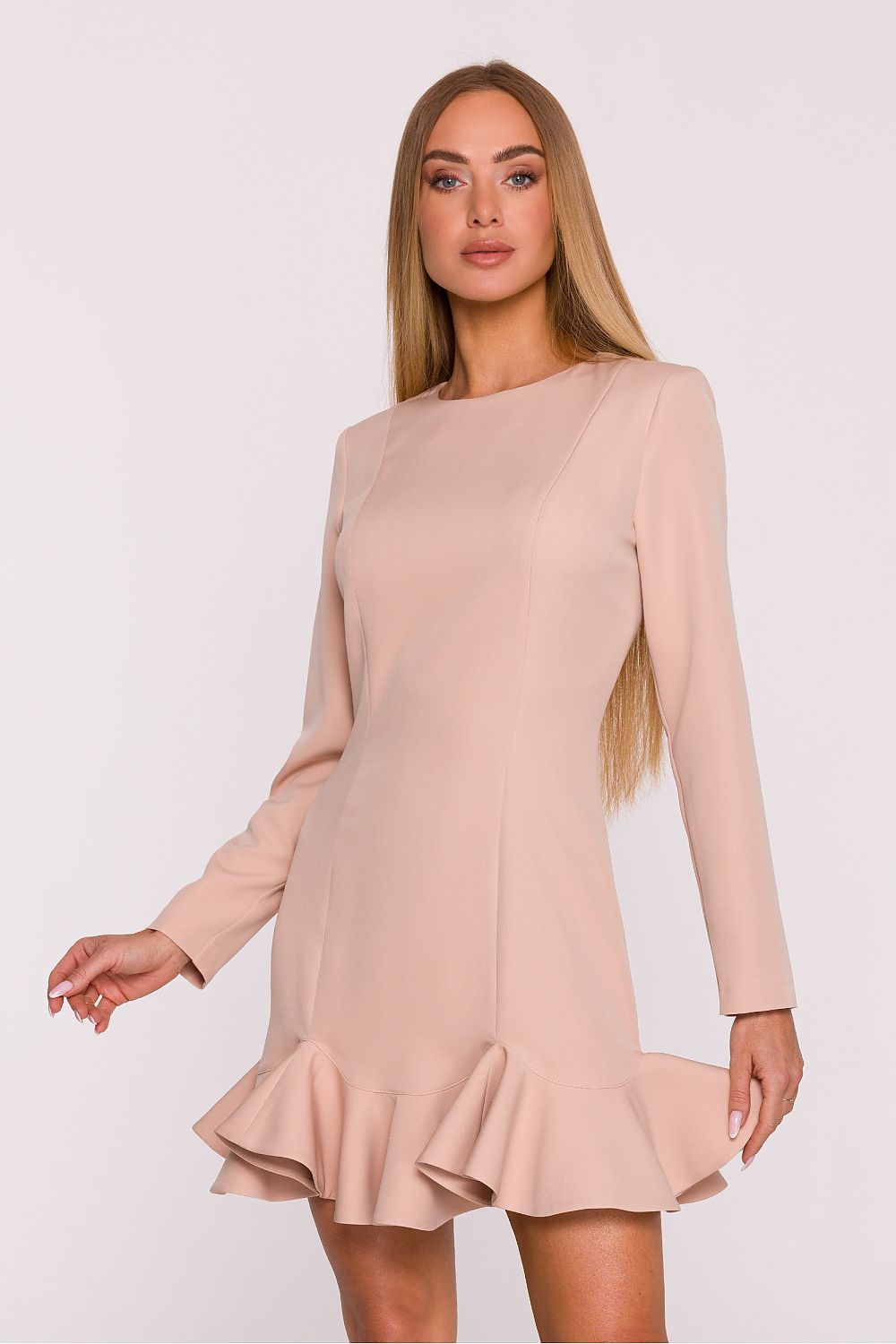 Vestido de cocktail elegante de manga comprida para mulher