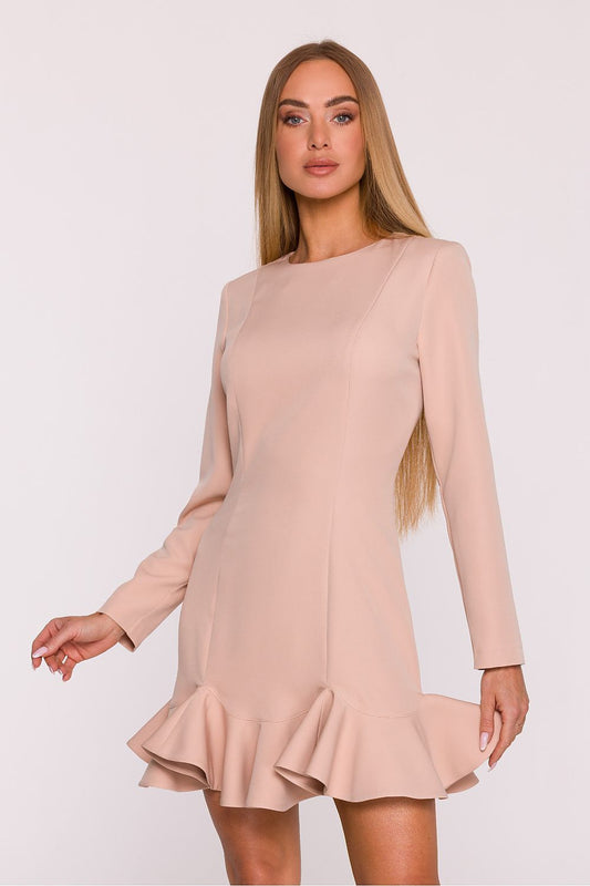 Elegant Long-Sleeve Cocktail Dress for Women beige - Dresses