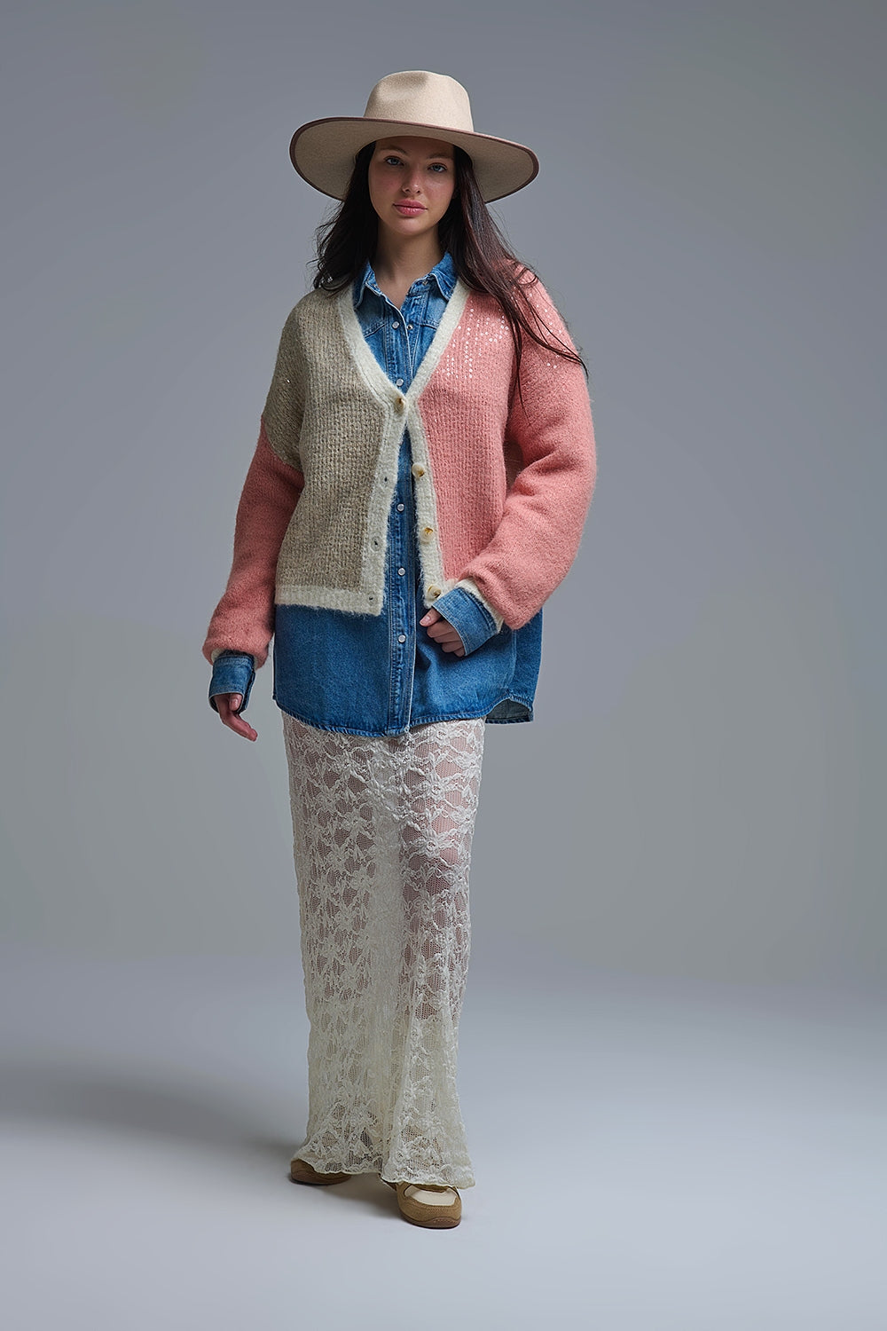 Color-block Sequin V-Neck Cardigan - Sweaters