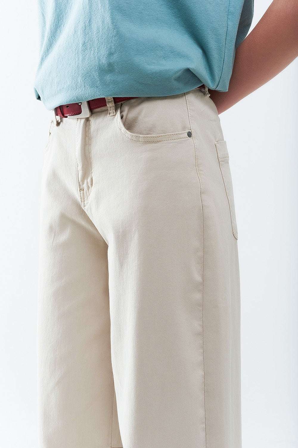 comfortable stretch jeans with barrel leg in beige - Jeans