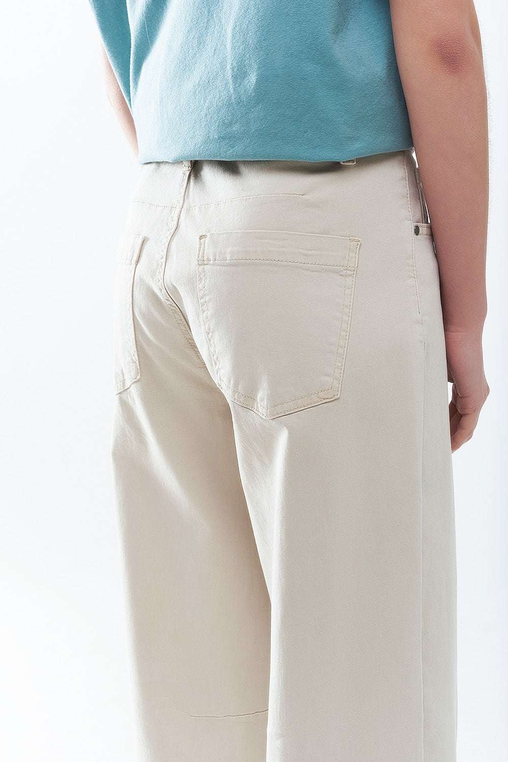 comfortable stretch jeans with barrel leg in beige - Jeans