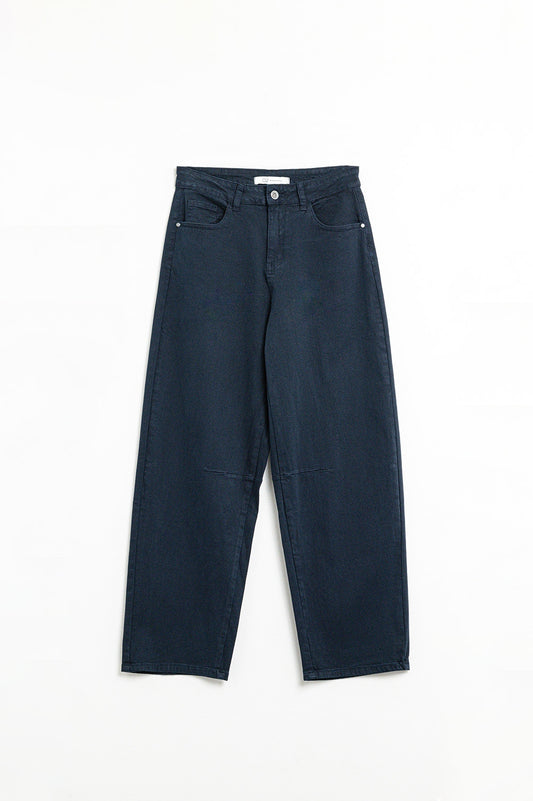 Comfortable stretch jeans with barrel leg in navy - Jeans