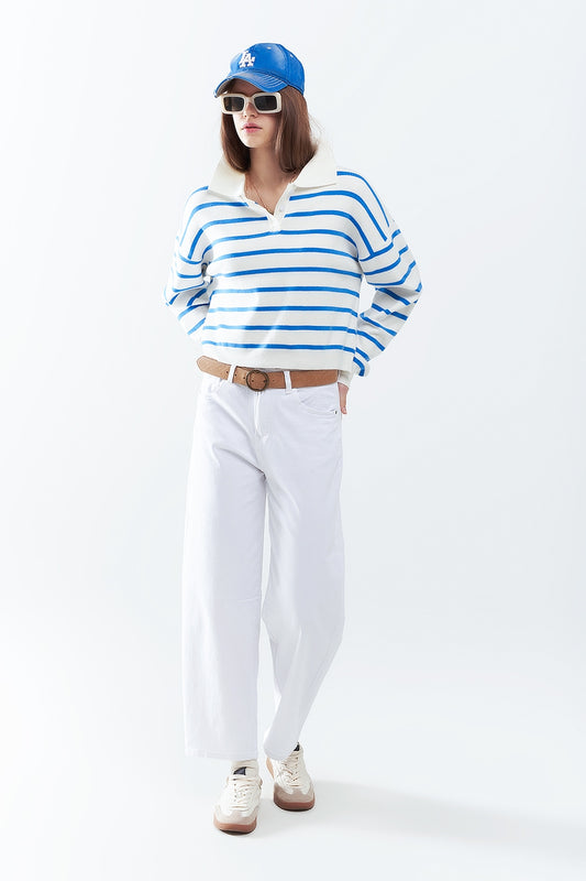 comfortable stretch jeans with barrel leg in white - Jeans